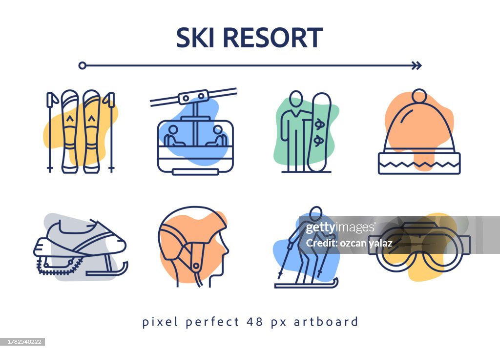 Ski Resort Related Vector Banner Design Concept. Global Multi-Sphere Ready-to-Use Template. Web Banner, Website Header, Magazine, Mobile Application etc. Modern Design.
