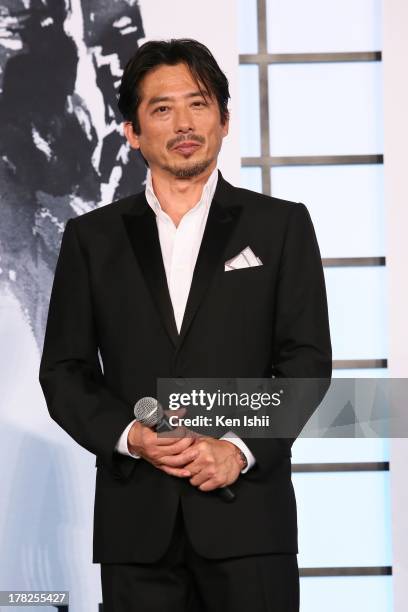 Actor Hiroyuki Sanada attends the Japan premiere of 'The Wolverine' at Roppongi Hills on August 28, 2013 in Tokyo, Japan.