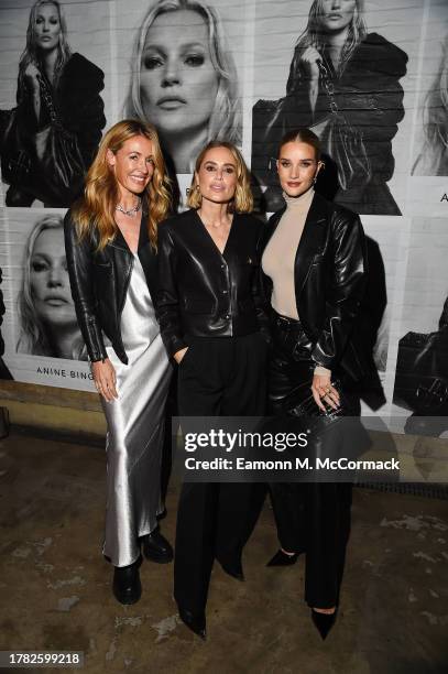 Cat Deeley, Anine Bing and Rosie Huntington-Whiteley attend the Anine Bing Kate Tote Cocktail Launch Event at The Stables on November 08, 2023 in...