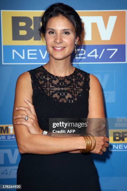 French BFM TV's journalist and TV host Apolline de Malherbe attends the BFM TV French TV news channel's 2013/2014 schedule presentation, on August 28...