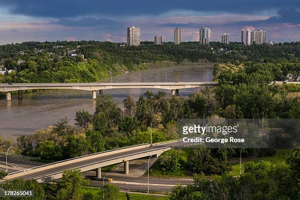 The Saskatchewan River is viewed from a downtown bluff on June 24, 2013 in Edmonton, Alberta, Canada. Edmonton, along with its neighbor to the south,...