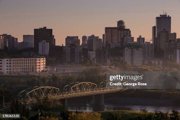 The downtown skyline is shrouded in a light smoggy haze on July 1, 2013 in Edmonton, Alberta, Canada. Edmonton, along with its neighbor to the south,...