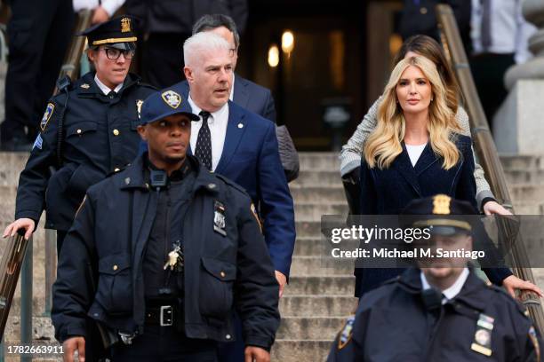 Ivanka Trump leaves New York State Supreme Court after testifying at the civil fraud trial of her father former President Donald Trump on November...