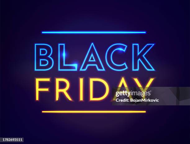 black friday neon sign. vector - friday stock illustrations