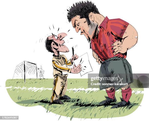 stockillustraties, clipart, cartoons en iconen met the coach gives the burly frustrated football player tactics by being afraid - draaiboek sportevenement