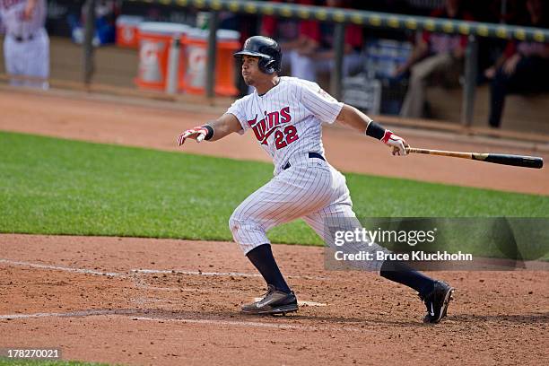 Wilkin Ramirez of the Minnesota Twins bats against the Chicago White Sox on August 18, 2013 at Target Field in Minneapolis, Minnesota. The White Sox...