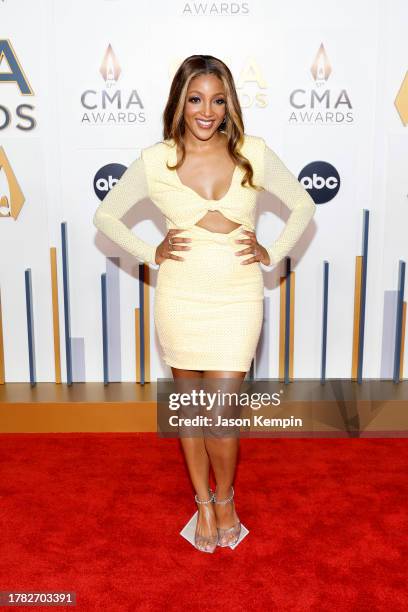 Mickey Guyton attends the 57th Annual CMA Awards at Bridgestone Arena on November 08, 2023 in Nashville, Tennessee.