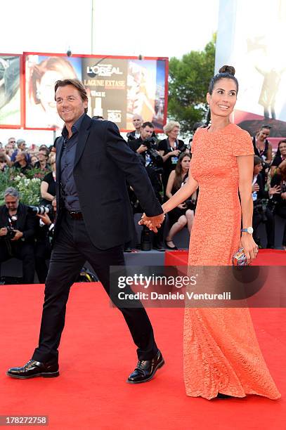 Actor Alessio Vinci and Juliet Linley attend 'Gravity' premiere and Opening Ceremony during The 70th Venice International Film Festival at Sala...