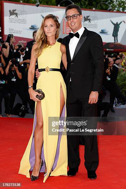 Natalia Borges and Lorenzo Tonetti attend the Opening Ceremony And 'Gravity' Premiere during the 70th Venice International Film Festival at the...