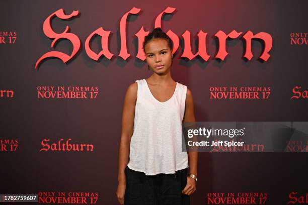 Indeyarna Donaldson-Holness attends a special screening of "Saltburn" on November 08, 2023 in London, England.