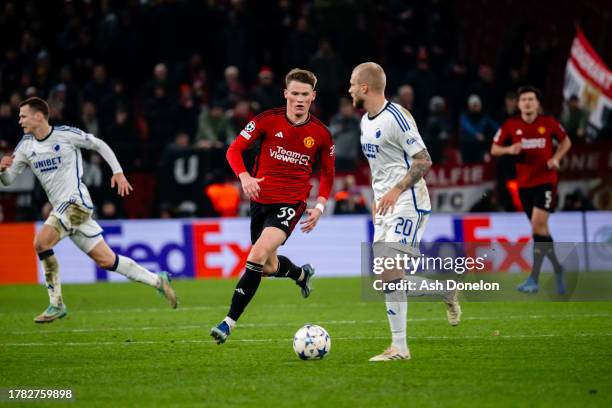 Scott McTominay of Manchester United in action during the UEFA Champions League match between F.C. Copenhagen and Manchester United at Parken Stadium...