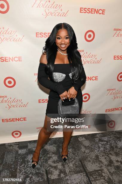 Reginae Carter attends the 2023 ESSENCE Holiday Special at Riverside EpiCenter on November 08, 2023 in Austell, Georgia.