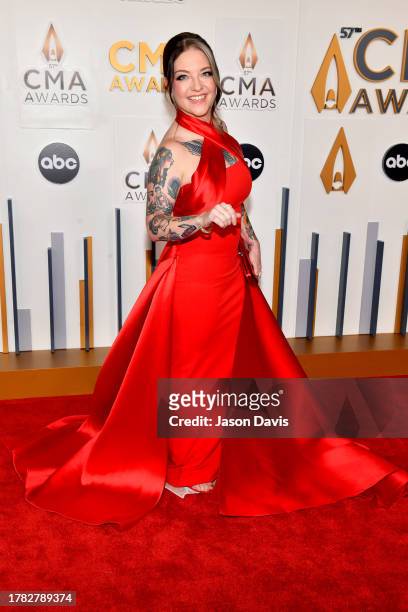 Ashley McBryde attends the 57th Annual CMA Awards at Bridgestone Arena on November 08, 2023 in Nashville, Tennessee.