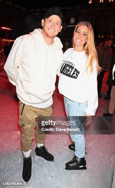 Joe Swash and Stacey Solomon attend the launch party for Skate At Somerset House with Switzerland Tourism on November 14, 2023 in London, England.