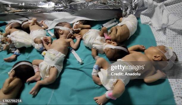 Screen grab captured from a video shows premature babies under treatment in the neonatal intensive care unit remove from the incubators and...