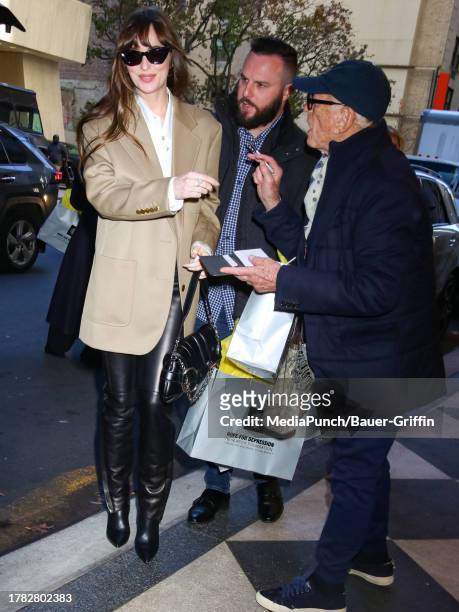 Dakota Johnson is seen on November 14, 2023 in New York City.