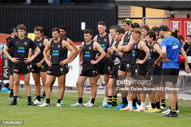 Players re seen during a Richmond Tigers training session at Punt Road Oval on November 15, 2023 in Melbourne, Australia.