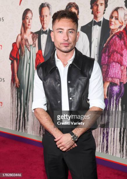 Barry Keoghan at the premiere of "Saltburn" held at The Theatre at Ace Hotel on November 14, 2023 in Los Angeles, California.