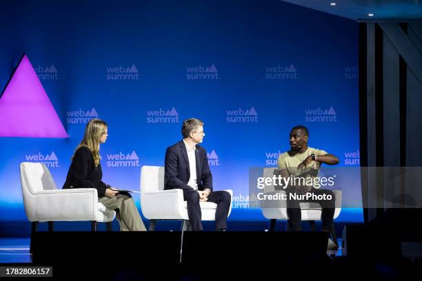 Jillian Deutsch,Tech Reporter at Bloomberg,Robert Opp,Chief digital officer at UNDP,and DeRay Mckesson,Civil rights activist,during the first day of...