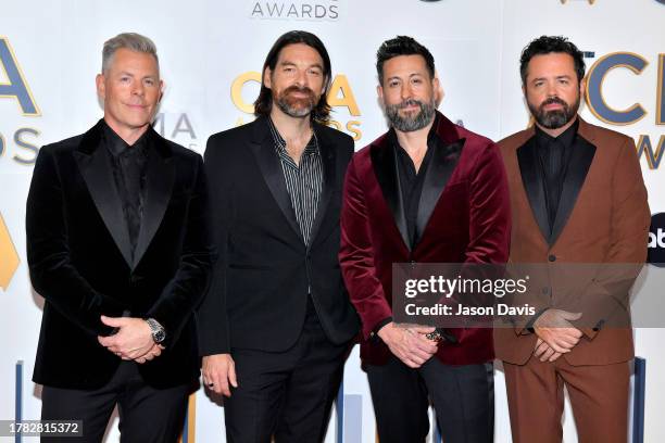 Trevor Rosen, Geoff Sprung, Matthew Ramsey, and Brad Tursi of Old Dominion attend the 57th Annual CMA Awards at Bridgestone Arena on November 08,...