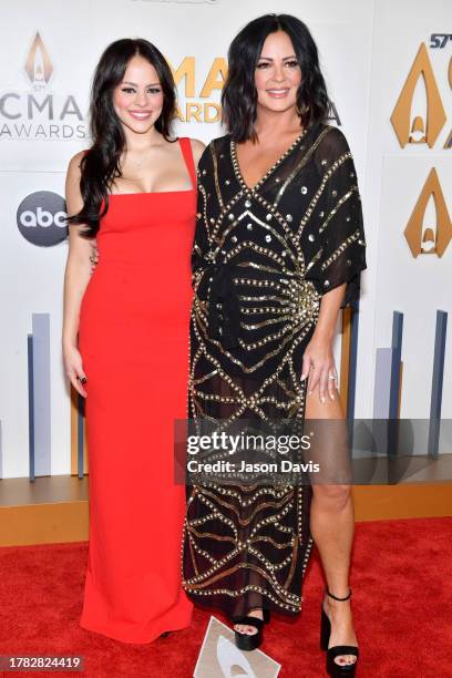 Audrey Evans and Sara Evans attend the 57th Annual CMA Awards at Bridgestone Arena on November 08, 2023 in Nashville, Tennessee.