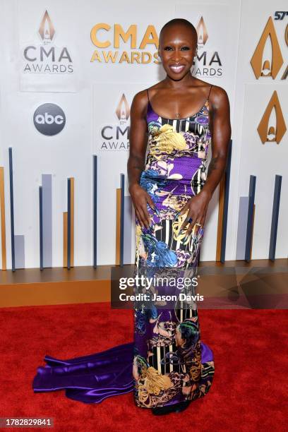 Cynthia Erivo attends the 57th Annual CMA Awards at Bridgestone Arena on November 08, 2023 in Nashville, Tennessee.