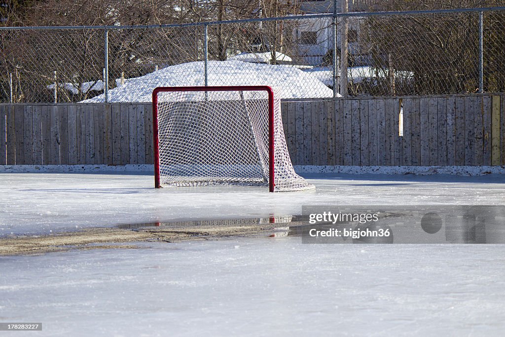 Ice Rink Netting Hockey Net On Melting Ice At The Rink High-Res Stock Photo - Getty Images