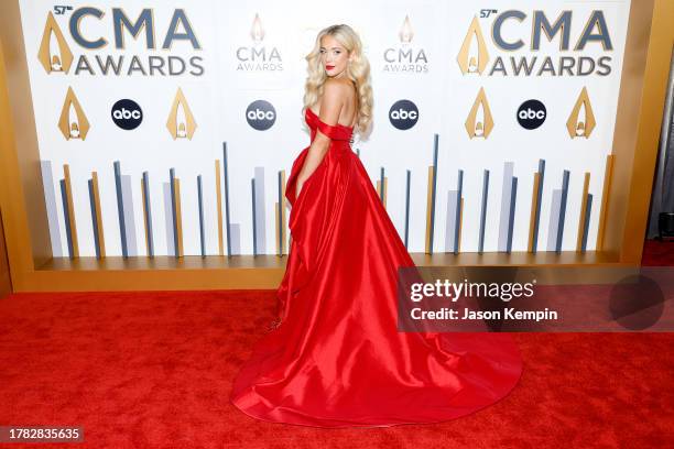Megan Moroney attends the 57th Annual CMA Awards at Bridgestone Arena on November 08, 2023 in Nashville, Tennessee.