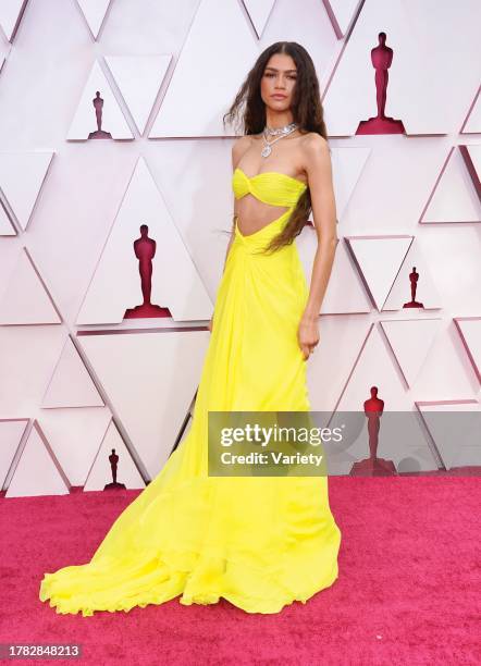 Zendaya arrives at the Oscars on Sunday, April 25 at Union Station in Los Angeles.
