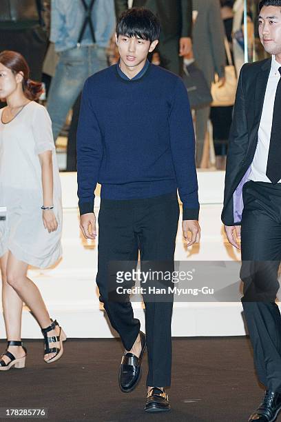 Seulong of South Korean boy band 2AM attends during the Calvin Klein 2013 F/W Live Model Presentation at ck Calvin Klein Gangnam Store on August 28,...