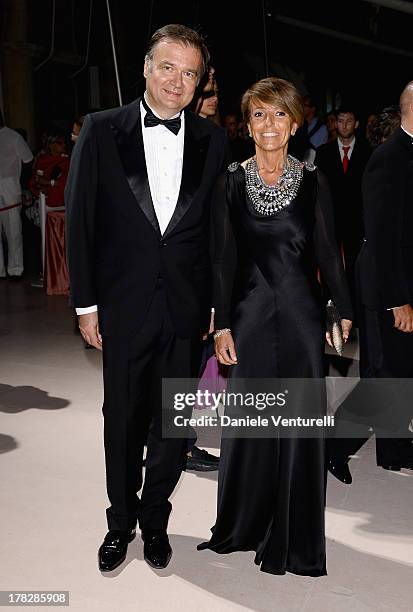 Patrizia Sandretto Re Rebaudengo and Agostino Re Rebaudengo attend the Opening Ceremony during The 70th Venice International Film Festival on August...