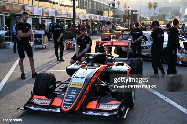 Formula 3 cars line up for scrutineering ahead of the 70th Macau Grand Prix on November 15, 2023.