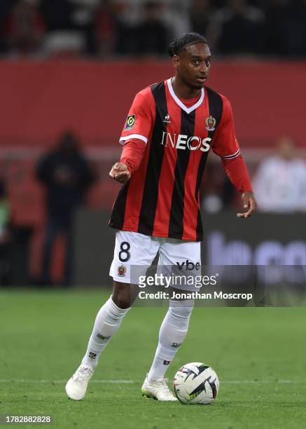 Pablo Rosario of OGC Nice during the Ligue 1 Uber Eats match between OGC Nice and Stade Rennais FC at Allianz Riviera on November 05, 2023 in Nice,...