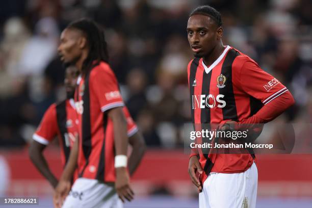 Pablo Rosario of OGC Nice looks on during the Ligue 1 Uber Eats match between OGC Nice and Stade Rennais FC at Allianz Riviera on November 05, 2023...