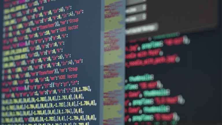 Coding And Programming Chat Chat AI generating Coding UX UI script code text on screen, HTML5 in ...
