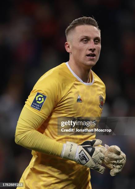 Marcin Bulka of OGC Nice during the Ligue 1 Uber Eats match between OGC Nice and Stade Rennais FC at Allianz Riviera on November 05, 2023 in Nice,...