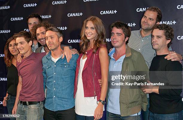 Yann Barthes and Louise Bourgoin at the 'Rentree De Canal +' photocall at Porte De Versailles on August 28, 2013 in Paris, France.