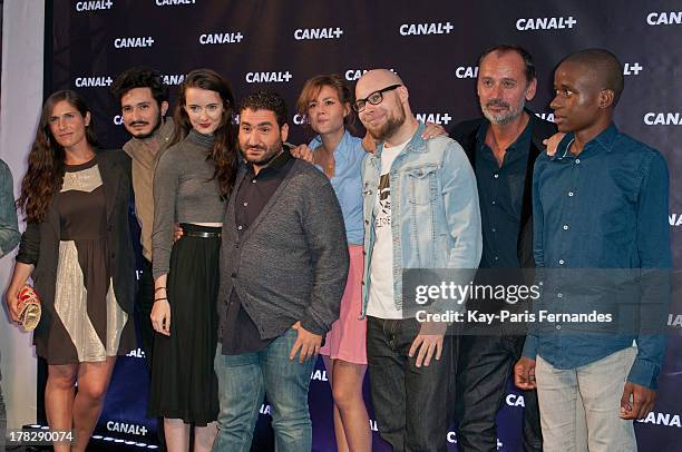 ÊMouloud Achour and his co hosts from the show 'clique' at the 'Rentree De Canal +' photocall at Porte De Versailles on August 28, 2013 in Paris,...