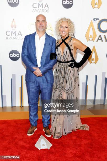 Stephen Schlapman and Kimberly Schlapman of Little Big Town attend the 57th Annual CMA Awards at Bridgestone Arena on November 08, 2023 in Nashville,...