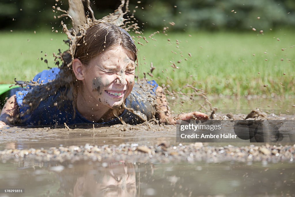 Falling into a mud puddle