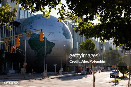 Huge Globe symbol of North Carolina Museum of Natural Sciences on W Jones Street in Raleigh, NC Huge Globe symbol of North Carolina Museum of Natural Sciences on W Jones Street in Raleigh, NC