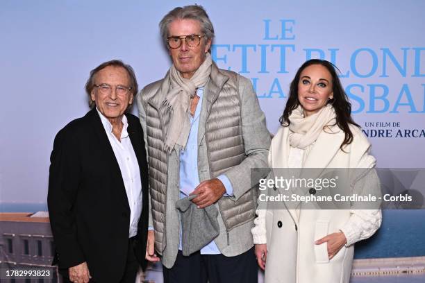 Director Alexandre Arcady, Dominique Desseigne and Alexandra Cardinale attend the "Le Petit Blond De La Casbah" Premiere at Le Cinema Publicis on...