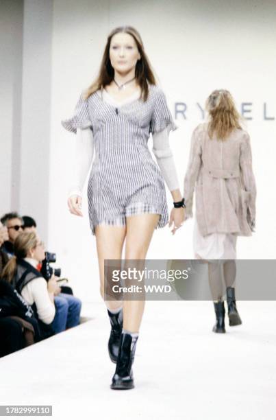 Model Carla Bruni. Marc Jacobs "Grunge" inspired collection would be one of his last for the Perry Ellis label.