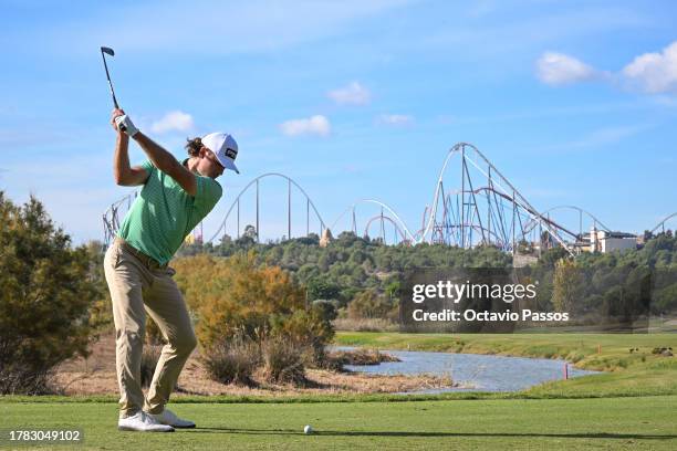 Freddy Schott of Germany plays his tee shot on the 5th hole during Day Six of the final stage of the DP World Tour's Qualifying School on the Lakes...
