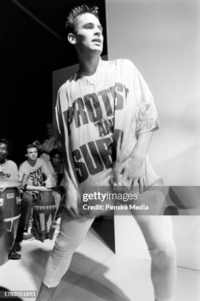 Designer Katherine Hamnett is known for her oversized T-shirts with slogans adopted by pop bands, including Wham!.