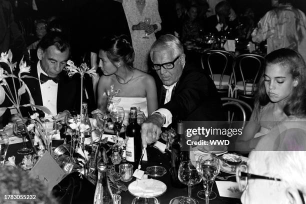 Kirk Kerkorian, Barbara Harris, Cary Grant, and Jennifer Grant attend an event at the MGM lot in Culver City, California, on October 5, 1981.