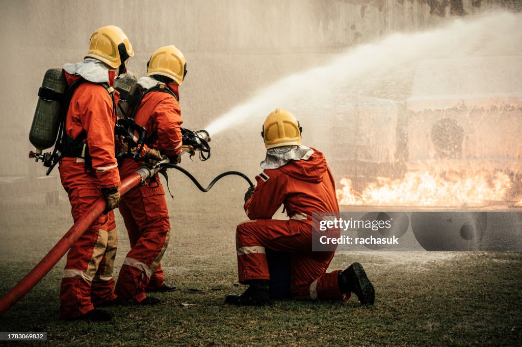 Firefighters team working
