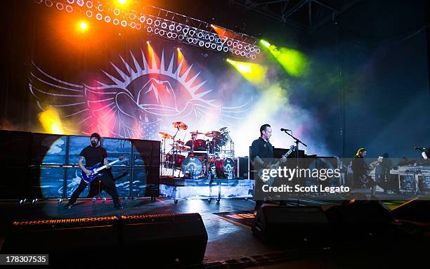 Volbeat performs during the Rock Allegiance Tour at Freedom Hill Amphitheater on August 28, 2013 in Sterling Heights, Michigan.