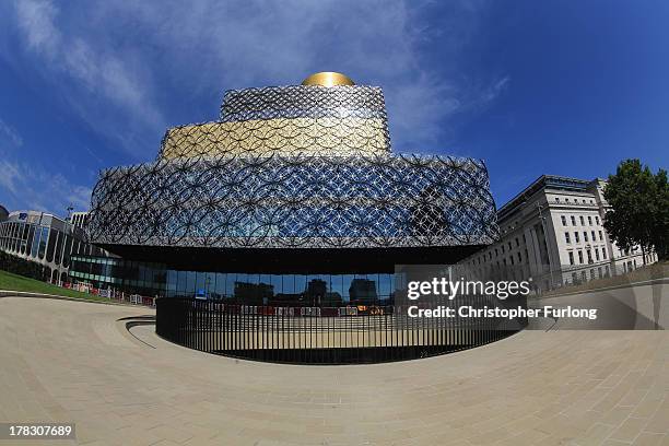 An exterior view of the new Library of Birmingham and it's outdoor ampitheatre at Centenary Square on August 27, 2013 in Birmingham, England. The new...