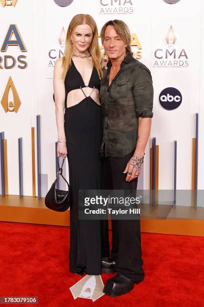 Nicole Kidman and Keith Urban attend the 2023 CMA Awards at Bridgestone Arena on November 08, 2023 in Nashville, Tennessee.